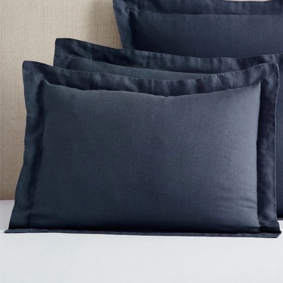 1 New CALVIN KLEIN 100% ITALIAN LINEN Euro sham DEEP INDIGO BLUE - Picture 1 of 11